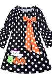 Black Polo Dot Pumpkin Dress / 9-12M