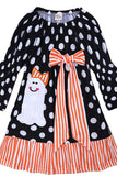 Black Polka Dot Snowman Dress / 9-12M